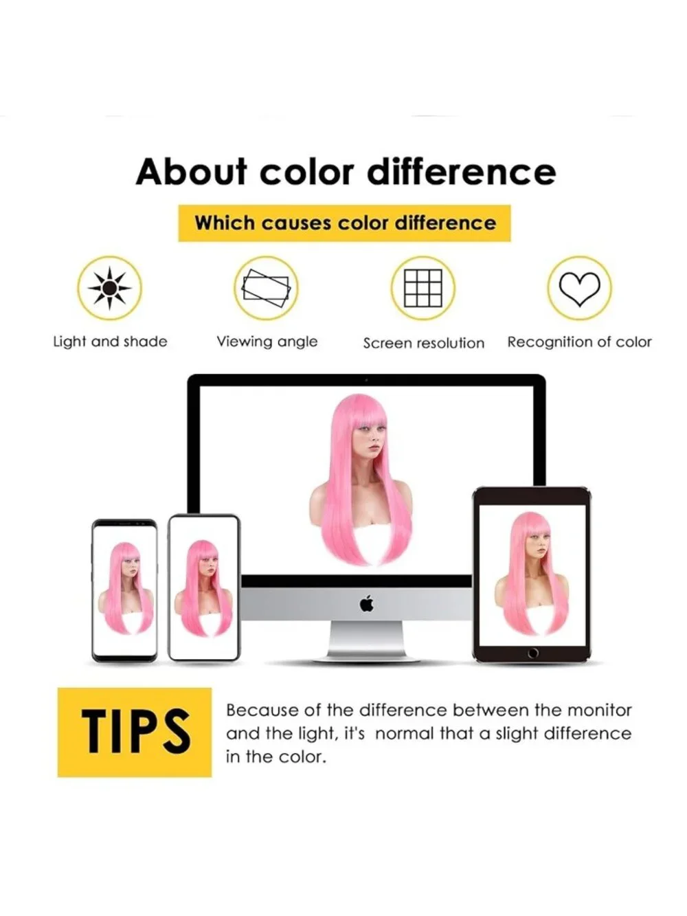 Women's Pink 24 Inch Heat Resistant Synthetic Long Straight Bangs Wig